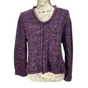 Habitat Boho Sweater Purple Marled Knit Scoop Neckline Small